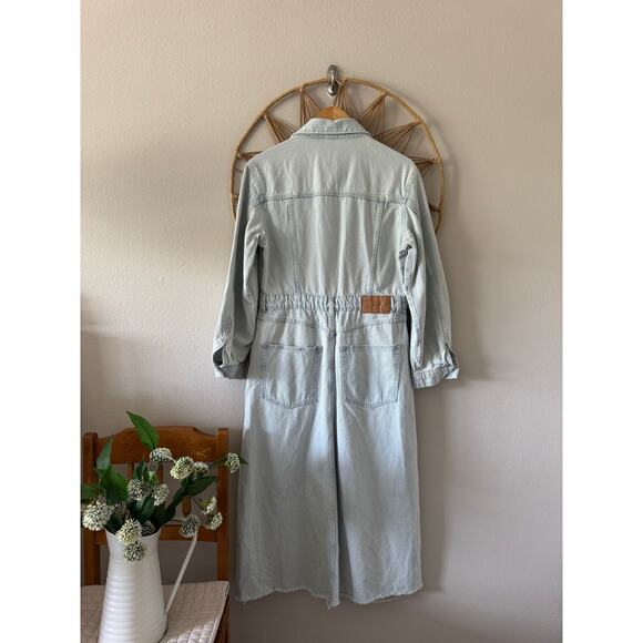 H&M &denim Light Wash Long Sleeve Denim Maxi/Midi Button Shirt Dress MEDIUM - Picture 6 of 9